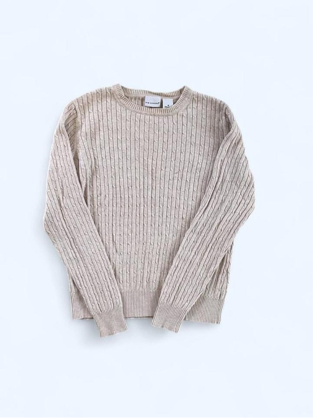 Cotton cable knit crewneck sweater by Kim Rogers size M